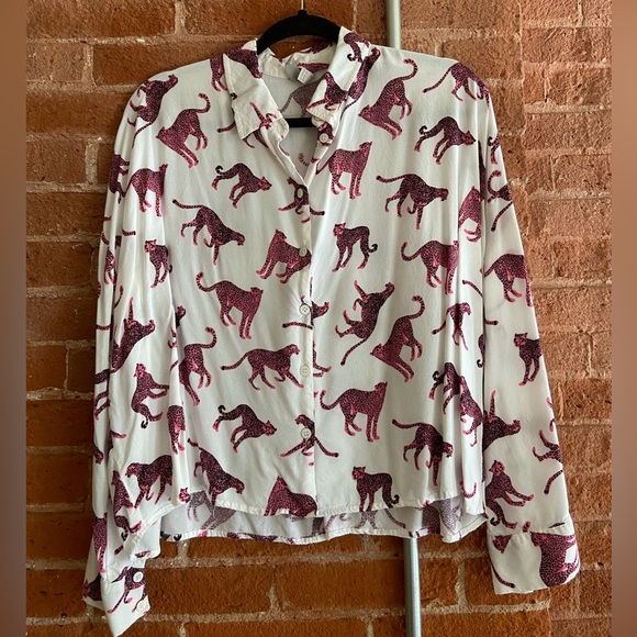 ASOS Tops - ASOS pink leopards button down, 8
